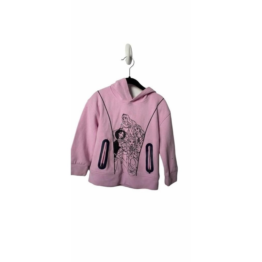 Disney Princess Pink Graphic Hoodie Sweatshirt with Zipper Pockets_K31